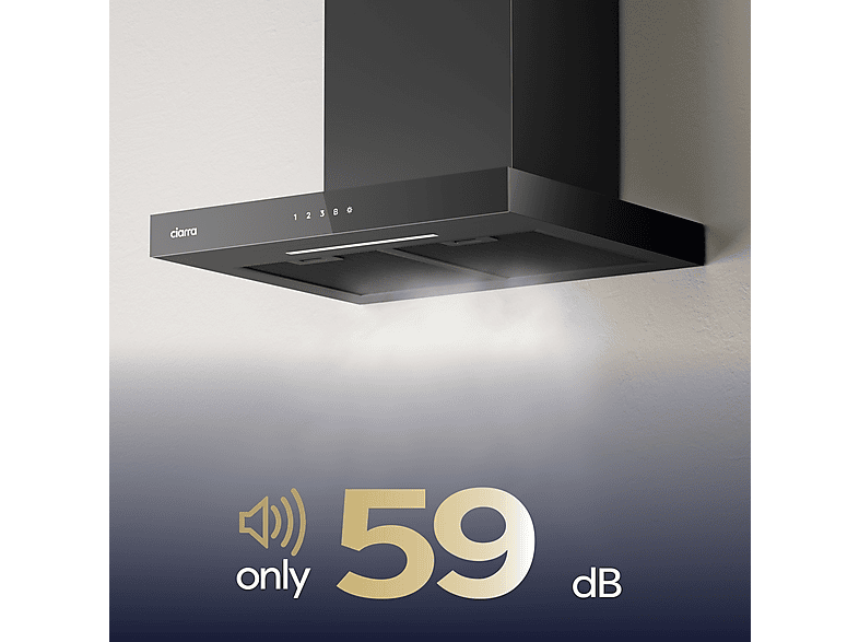Campana Decorativa - Ciarra CBCB6102, 4 velocidades, 650 m³/h, 600 mm, Negro