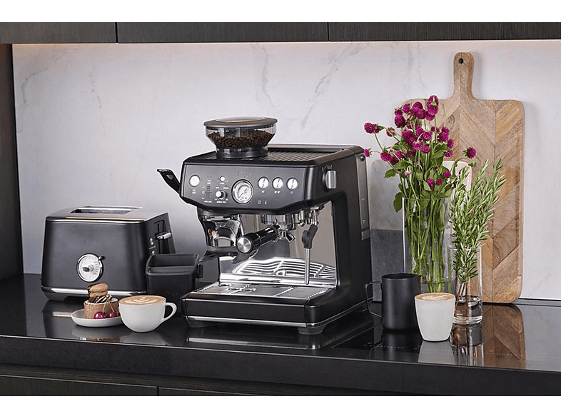 Cafetera express - Sage BARISTAIMPRESSTRUFFE, 15 bar, 1850 W, 480 ml, 2 tazas, Negro