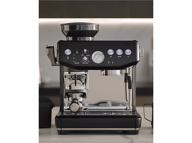 Cafetera express - Sage BARISTAIMPRESSTRUFFE, 15 bar, 1850 W, 480 ml, 2 tazas, Negro
