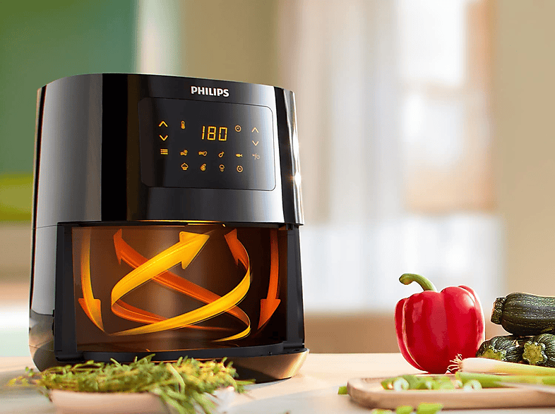 Freidora sin aceite - Philips HD9252/90 AIRFRYER DIGITAL RAPID AIR 1400W, 4,1 l, Negro