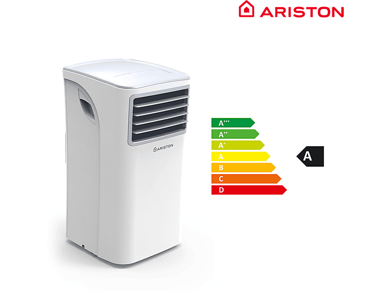 Aire acondicionado portátil - Ariston Mobis 9, 9000 fg/h, 1 velocidades, 20 m², 63 dB(A), Blanco