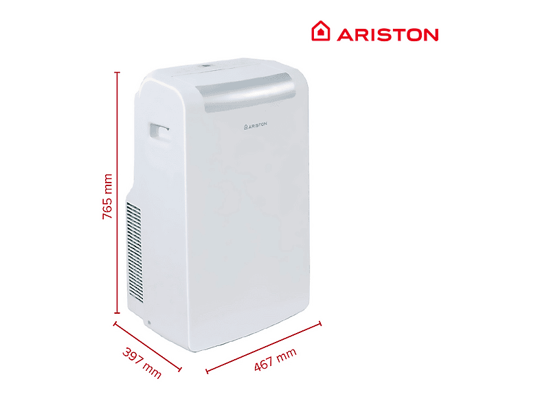 Aire Aconcidionado Portátil - Ariston MOBIS PLUS 10, 10000 fg/h, 20 m², 62 dB(A), Blanco