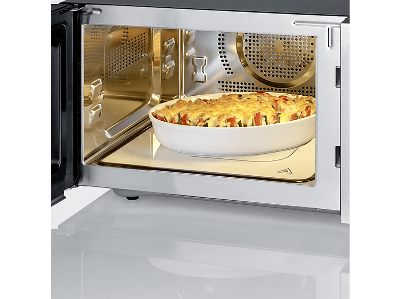 Microondas con Grill, Convección y base de vidrio - Severin MW 7777, 2050 W, 10 potencia, 25 l, Gris