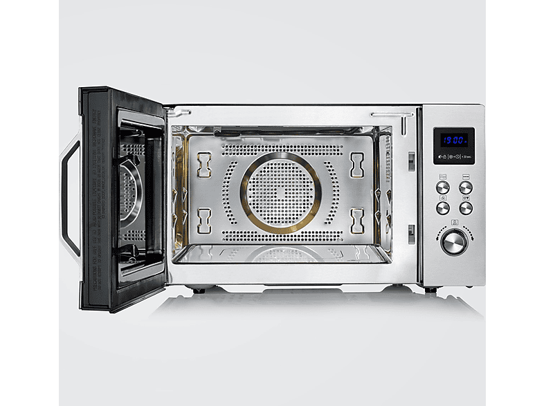 Microondas con Grill, Convección y base de vidrio - Severin MW 7777, 2050 W, 10 potencia, 25 l, Gris