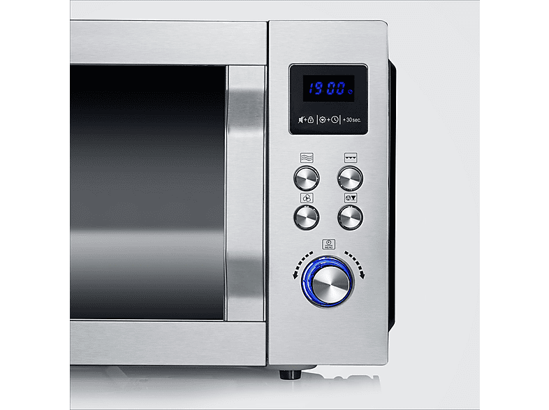 Microondas con Grill, Convección y base de vidrio - Severin MW 7777, 2050 W, 10 potencia, 25 l, Gris