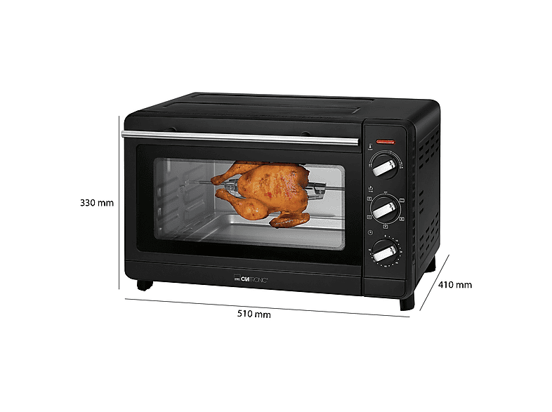 Mini horno - Clatronic MBG 3728, 1500W, 30 l, Negro