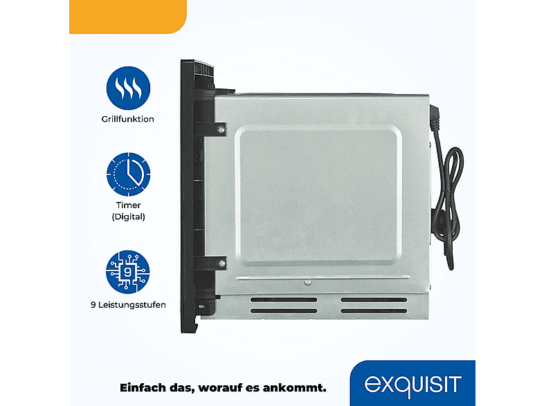 Microondas integrable - Exquisit 815345001, 1450 W, 10 potencia, 25 l, Inox