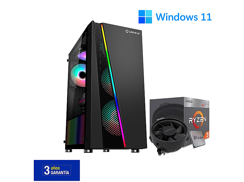 PC Gaming - Joybe Computers Gamer Avanzado AMD Ryzen 3 3200G, 32 GB RAM, 512 GB SSD, Radeon™ RX Vega 8, Windows 11 Pro, Negro