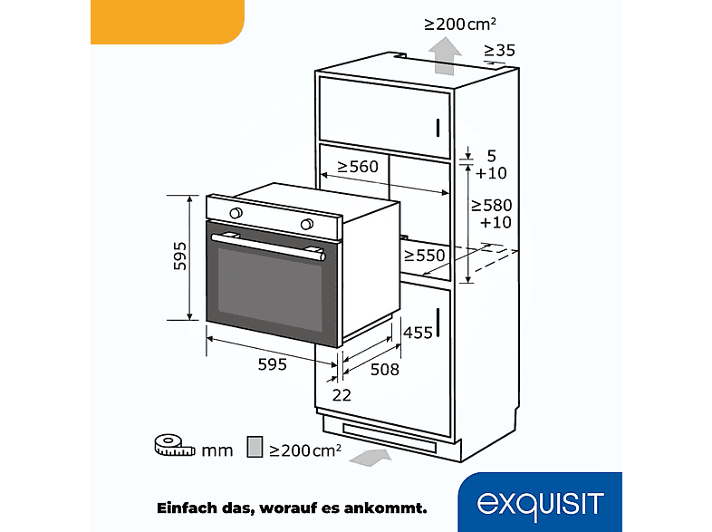 Horno multifunción - Exquisit EBE 76-7-H-020, Integrable, 76 l, 595 mm, Blanco
