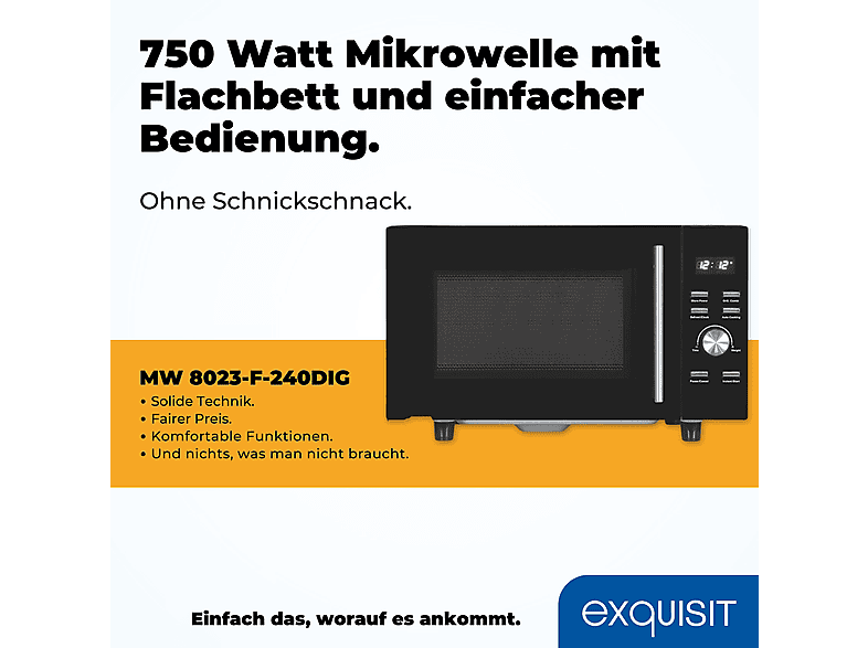 Microondas libre instalación - Exquisit AKLBB1750246440, 1200 W, 23 l, Negro