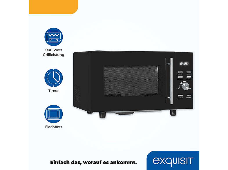 Microondas libre instalación - Exquisit AKLBB1750246440, 1200 W, 23 l, Negro