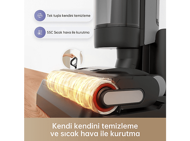 Aspirador escoba - Dreame H12 PRO WET AND DRY VACUUM, 14,4 V, Potencia de succión 300 W, Depósito 700 ml, Negro