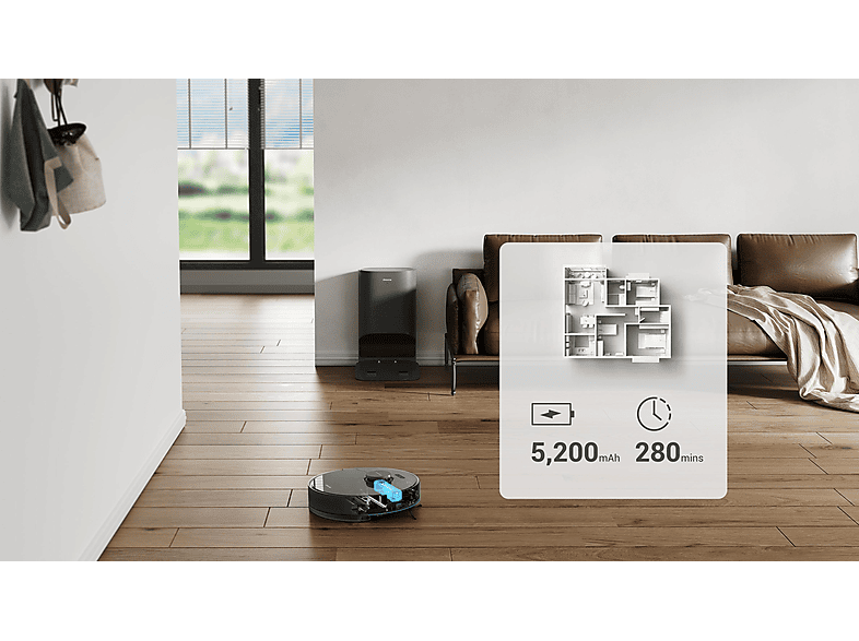 Robot aspirador - Dreame D10s Plus, 46 W, Potencia de succión 5000 kPa, Depósito 0,4 l, Autonomía 150 min, Negro