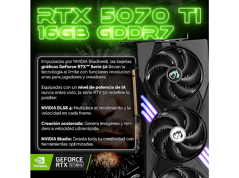 PC Gaming - PC Racing Equinox, AMD Ryzen™ 5 7600X, 64 GB RAM, 2 TB SSD, GeForce RTX™ 5070 Ti, Windows 11 Pro, Negro