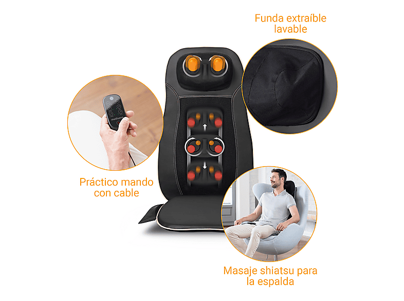 Respaldo de masaje - Medisana MCN, Función calor, Niveles de funcionamiento: 3, negro