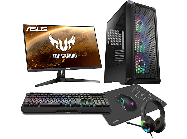PC Gaming - Epical-Q Pack Gaming GPlus20, Intel Core i5 11400F, 16 GB RAM, 1 TB SSD, GeForce RTX™ 3050, Windows 11 Home, Monitor 24 " Full-HD, Negro