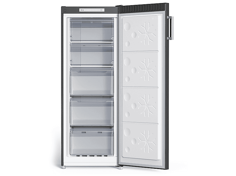 Congelador vertical - Chiq FSD166NE4E, 166 L, No Frost, Multi-Air-Flox, 5 Cajones, 1443 mm, Color Inox Oscuro