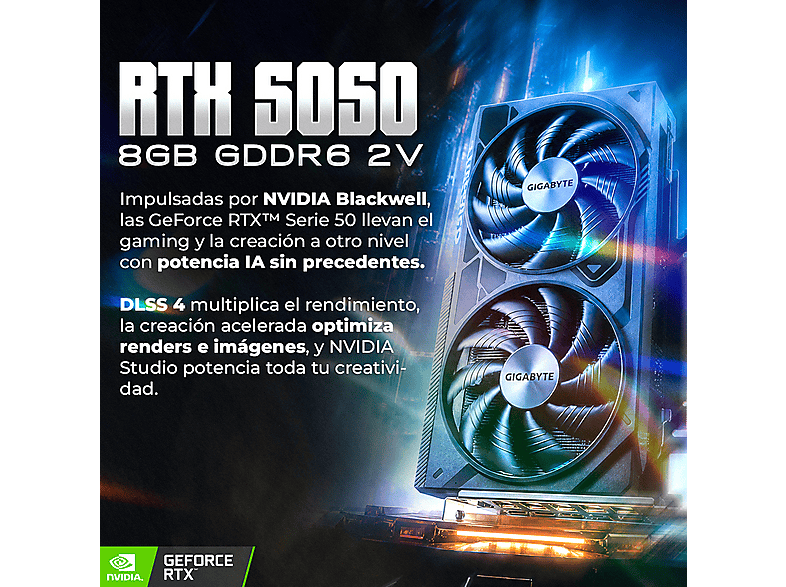 PC Gaming - PC Racing INTEL I5 ORDENADOR SOBREMESA, Intel® Core™ i5 12400F, 16 GB RAM, 1 TB SSD, GeForce RTX™ 5050, Windows 11 Pro, Negro