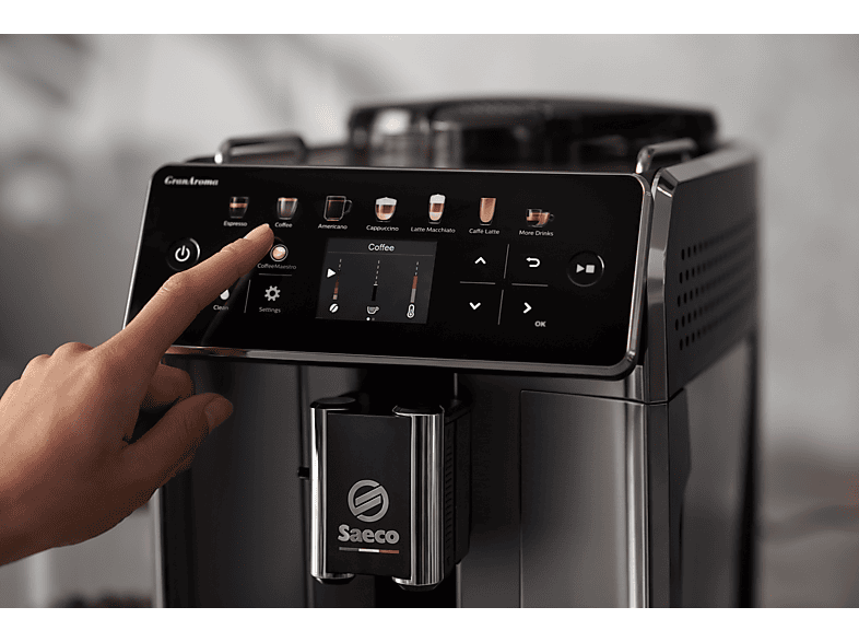 Cafetera Express - Saeco GranAroma, 15 bar, 1500 W, 0,6 l, 2 tazas, Negro
