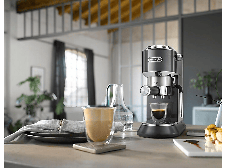 Cafetera express - Delonghi DEDICA ARTE EC885.GY, 15 bar, 1350 W, 2 tazas, Inox