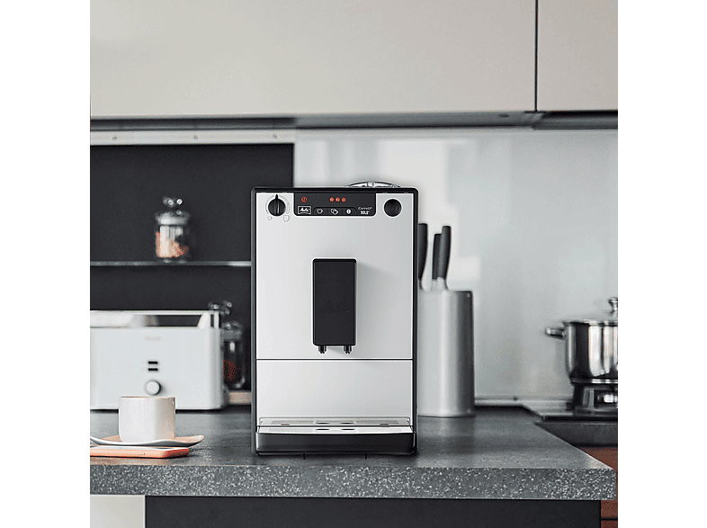 Cafetera - Melitta E950-766, 15,0 bar, 1400 W, 2,0 tazas, Plata
