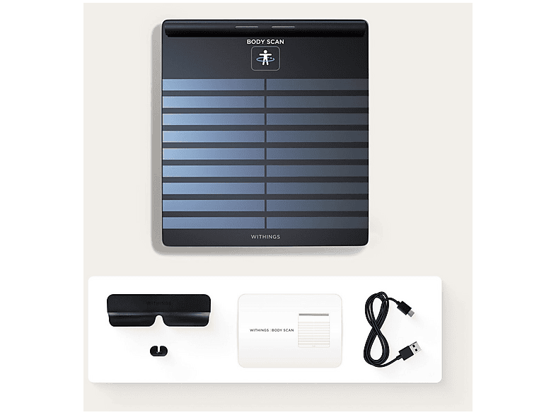 Báscula de baño - Withings WBS08-BLACK-ALL-INTER, Peso máximo 200 kg, Batería/s Fuente de alimentación externa, USB, Indicador Masa Corporal (IMC)