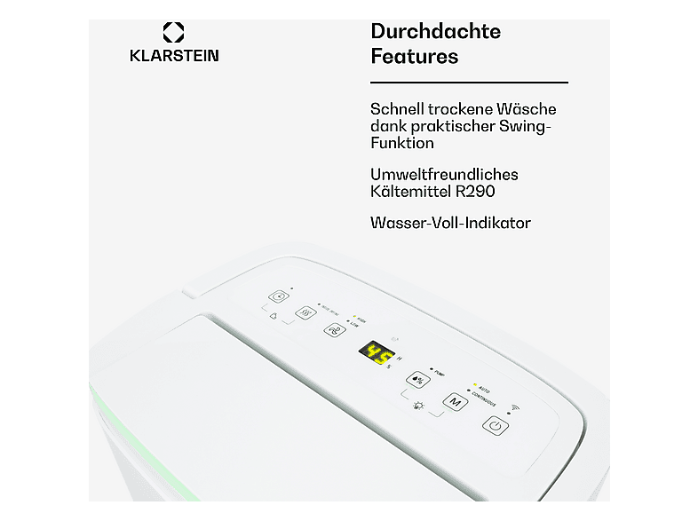 Deshumidificador - Klarstein DryFy Connect, 7 l, 55 m², Blanco