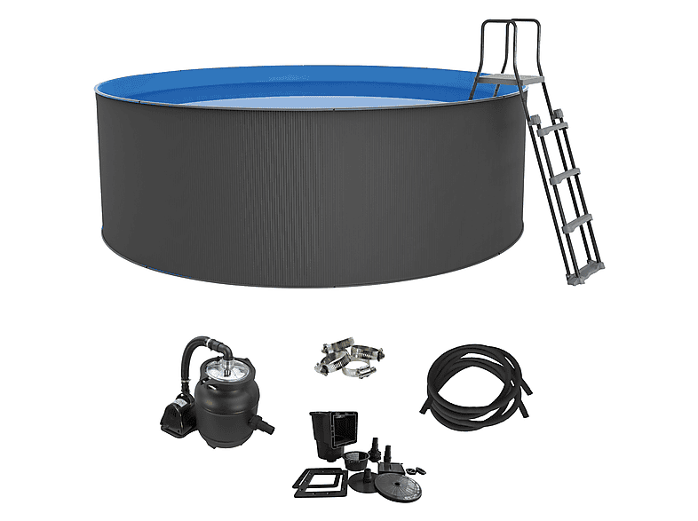 Piscina elevada - Swim & Fun Sin obra redonda antracita 360 x 120 cm