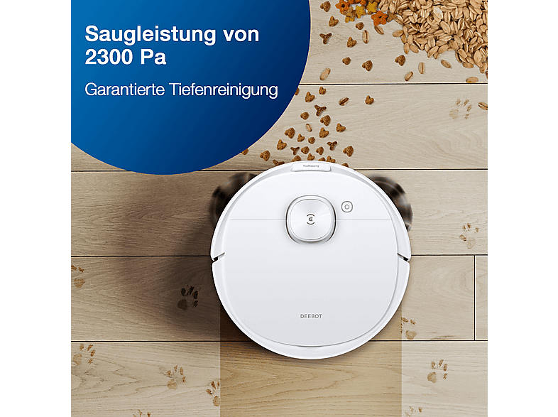 Robot aspirador - Ecovacs DLN26-21EP, 40 W, Potencia de succión 2300 kPa, Depósito 0,42 l, Autonomía 110 min, Negro