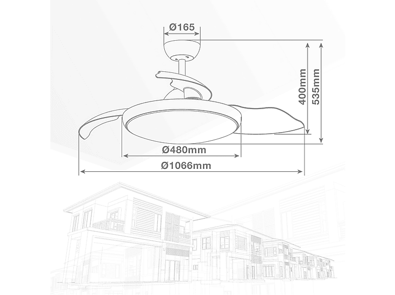 Ventilador de Techo - Gsc 300005024, 40 W, 6 velocidades, Aspas retráctiles, Níquel