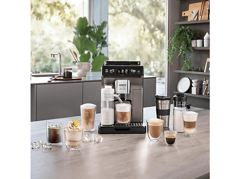 Cafetera express - Delonghi ECAM 450.86.T, 19 bar, 1450 W, 0,7 l, 6 tazas, Inox + Preto