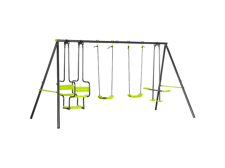 Set de Columpio - Outsunny 355x184x186 cm, color Verde y Negro, 344-061V00GN, a partir de 3 año(s), Verde y Negro