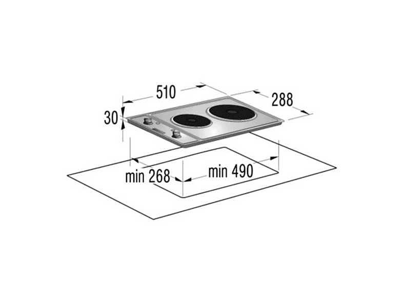 Placa de vitrocerámica - Gorenje 151761, 2 zonas, 288 mm, Inox