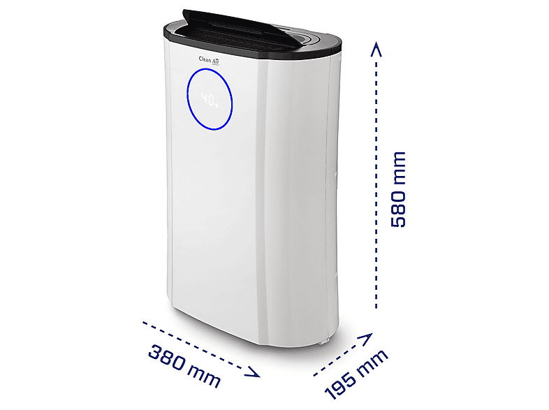 Deshumidificador - Clean Air Optima CA-704, 5 l, 40 m², Blanco