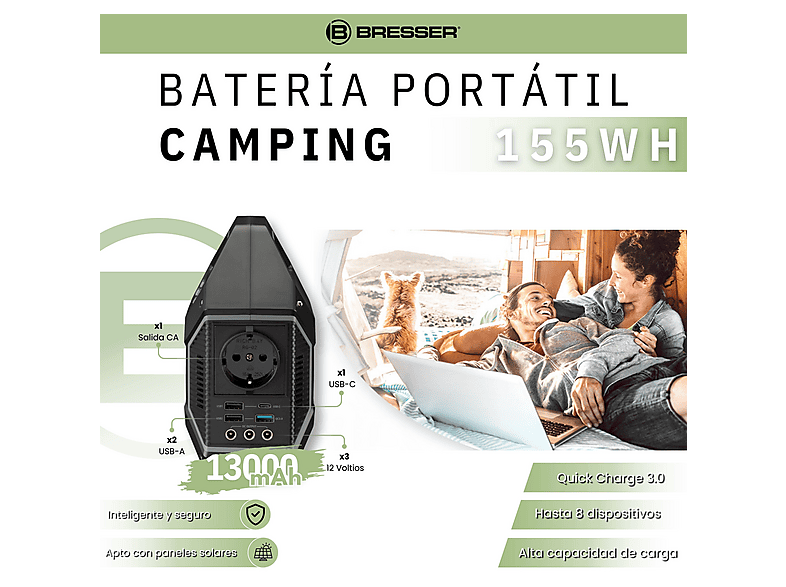 Generador de energía - Bresser KIT Bat + P.S, 155 W