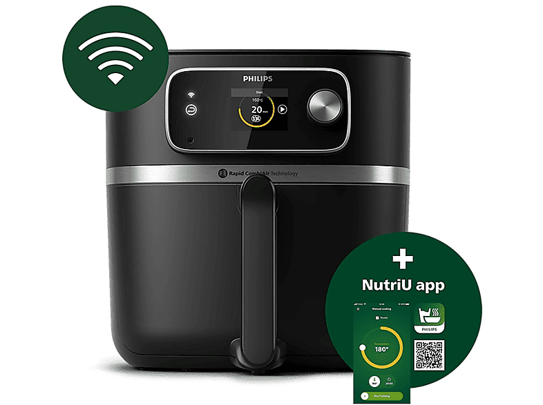 Freidora de aire - Philips HD9880/90, 2200 W, 0 l, Inox