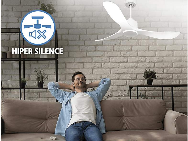 Ventilador de techo - Purline TongaD132C0364872, 6 velocidades, Blanco