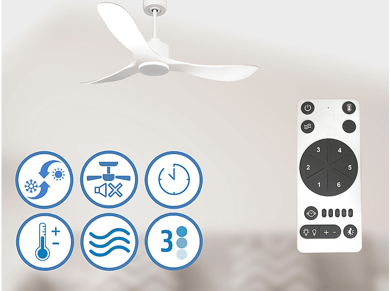 Ventilador de techo - Purline TongaD132C0364872, 6 velocidades, Blanco