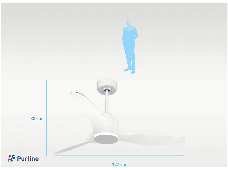 Ventilador de techo - Purline ThassosD127C0364875, 6 velocidades, Blanco