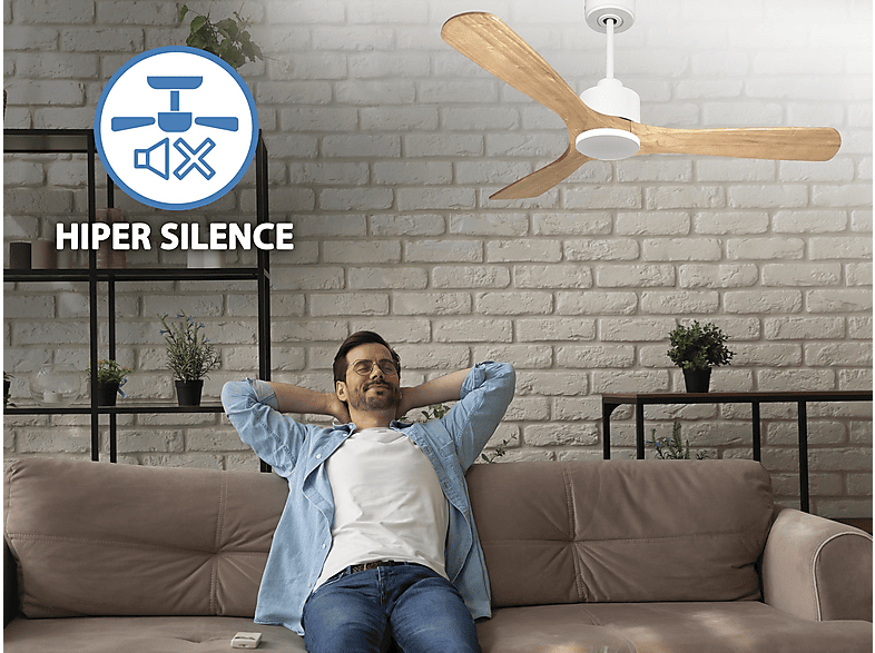 Ventilador de techo - Purline ParosD132C0364888, 6 velocidades, Blanco