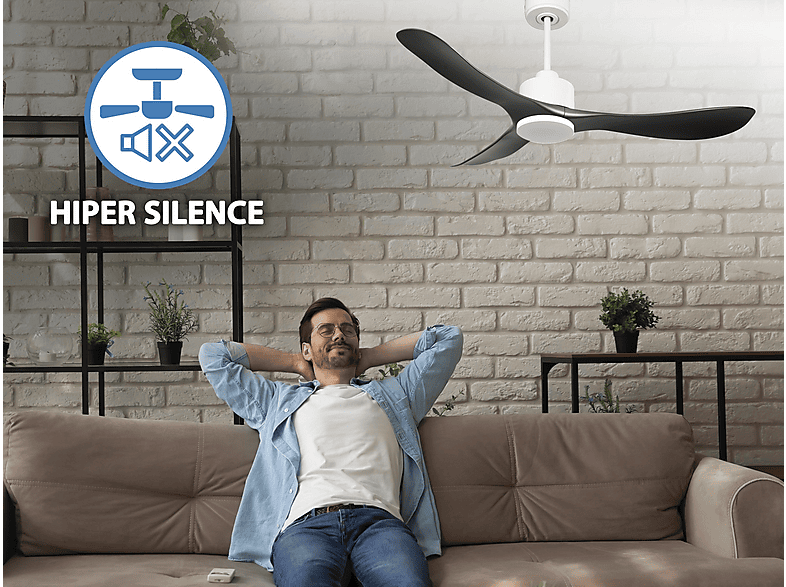 Ventilador de techo - Purline TiomanD132C0364873, 6 velocidades, Blanco