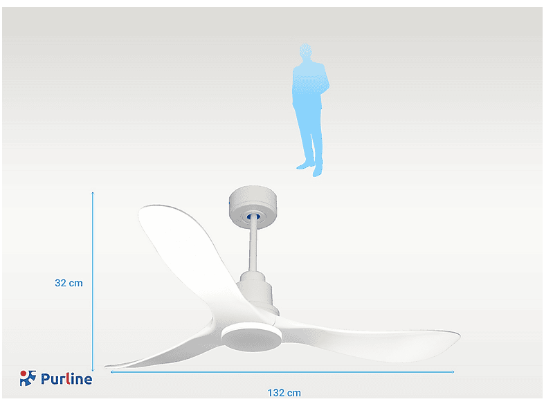 Ventilador de techo - Purline TongaD132C0466667, 6 velocidades, Blanco
