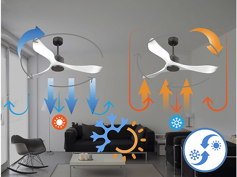 Ventilador de techo - Purline VirginD132C0365184, 6 velocidades, Negro