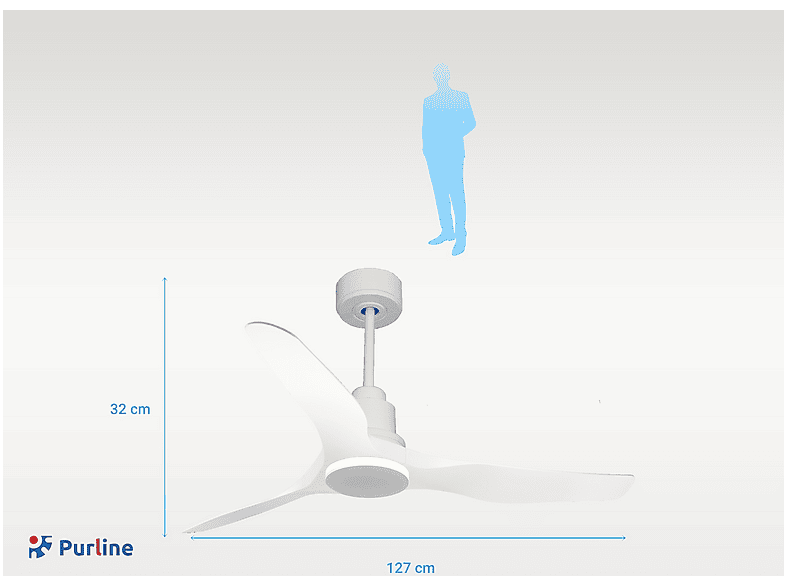 Ventilador de techo - Purline ThassosD127C0466675, 6 velocidades, Blanco