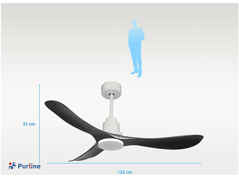 Ventilador de techo - Purline TiomanD132C0466670, 6 velocidades, Blanco