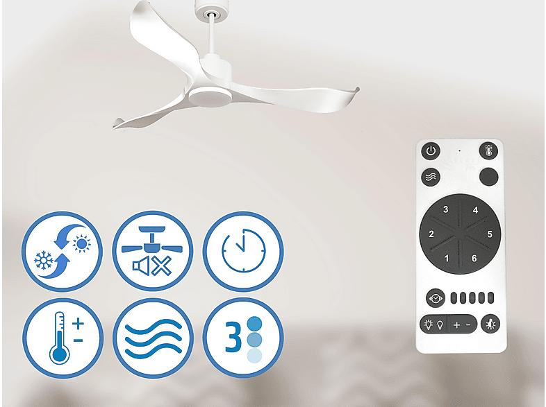 Ventilador de techo - Purline VirginD132C0364869, 6 velocidades, Blanco