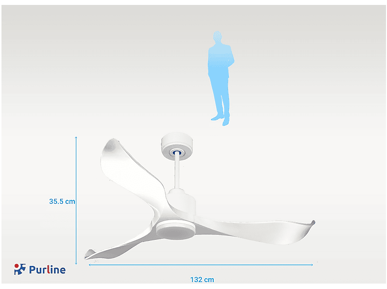Ventilador de techo - Purline VirginD132C03LED64932, 18 W, 6 velocidades, Blanco