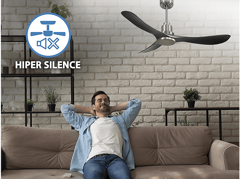 Ventilador de techo - Purline TiomanD132C0466922, 6 velocidades, Plata