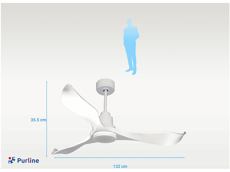 Ventilador de techo - Purline VirginD132C04LED66819, 18 W, 6 velocidades, Blanco