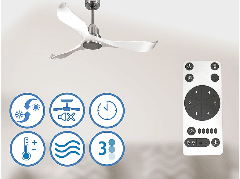 Ventilador de techo - Purline VirginD132C0464481, 6 velocidades, Plata